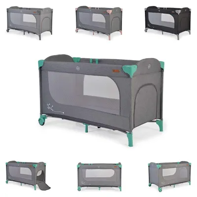 Produktbild von Cangaroo Reisebett Skyglow Laufstall 2 Räder mit Bremsen Matratze Seiteneingang grün