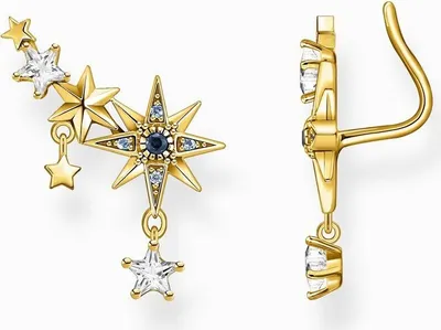Produktbild von THOMAS SABO Ohrringe Ear Climber "Sterne" Silber vergoldet H