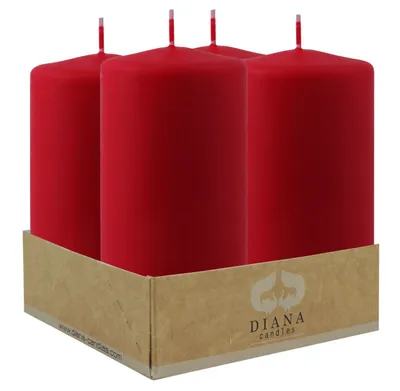 Produktbild von Diana Candles Stumpenkerzen Ø 6 X 11 cm rubinrot 4er Pack