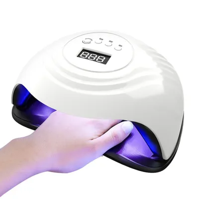 Obrázek produktu pro 168W vysoušeč nehtů s LED UV lampou, gelový vysoušeč se 4 časovači, odnímatelný, skořepinový design, dárek pro ženy, přítelkyně, milovnice nehtů, začátečnice, bílý