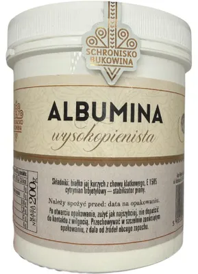 Zdjęcie produktu dla Albumina o wysokiej pianotwórczości 200 g – Schronisko Bukowina