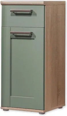 Immagine prodotto di Mobile da bagno Eichen-Design in verde paglia, 38 x 82 x 32 cm, mobile da bagno in legno, mobile da bagno con ripiano superiore.