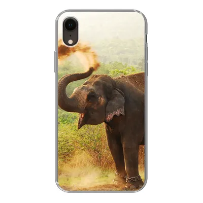 Produktbild von MuchoWow® Handyhülle Schutzhülle Hülle für iPhone XR Elefant - Tiere - Wald - Bäume Silikon Softcase Handy Hülle - Schutzdeckel