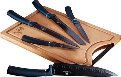 Obrázok produktu pre BERLINGERHAUS Sada nožov s nepriľnavým povrchom + lopárik 6 ks Aquamarine Metallic Line BH-2553