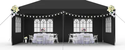Image de LARS360 Pavillon 3x6 m Tente de réception Tente étanche Tente à bière Tente de jardin Tente de réception extérieure Pavillon de jardin Protection UV avec parties latérales et fenêtres Tente de camping résistante à l'hiver Anthracite