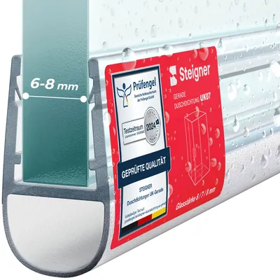 Immagine prodotto di STEIGNER Guarnizione doccia UK07 200 cm (1 pz.) trasparente - Guarnizione box doccia verticale per docce angolari o pentagonali con porta 6-8 mm - Protezione contro le perdite, Materiale resistente