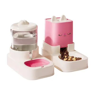 Produktbild von Haustier Futterspender,Bewässerung mit Wasserspender 2-in-1,Automatischer Futterautomat 2200ml und Trinkbrunnen 1800ml,Futterautomaten
