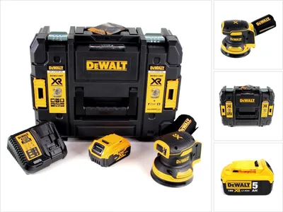 Produktbild von DeWalt DCW 210 P1 Akku Exzenterschleifer 18V 125mm Brushless + 1x Akku 5,0Ah + Ladegerät + TSTAK