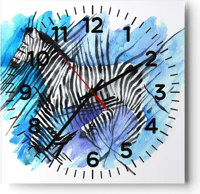 Produktbild von Wanduhr - Quadrat - Glasuhr - Zebra Streifen Tierwelt Pelz - 40x40cm - Schleichendes Uhrwerk - Lautlos - zum Aufhängen bereit - Dekoration Modern - Wanddekoration aus Glas - C4AC40x40-2986