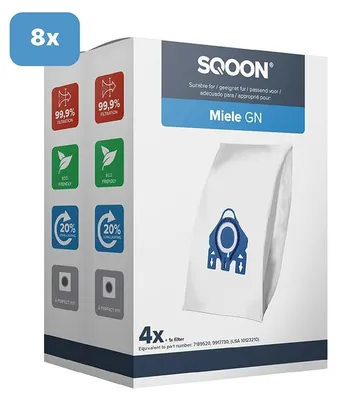 Productafbeelding van SQOON ® - Stofzuigerzakken geschikt voor Miele HyClean G/N - Miele 9917730 - o.a. Miele Complete C2, Complete C3, Classic C1, S8, S5, S2 Series