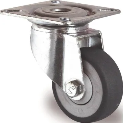 Immagine prodotto di Ruota girevole - 50 mm, portata 50 kg, con piastra di fissaggio, gomma grigia