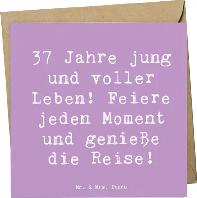 Produktbild von Mr. & Mrs. Panda Deluxe Karte Spruch 37. Geburtstag Lebensfreude - Lavendeltraum - Geschenk, Alter, unvergesslich, Geburtstagsgeschenk, Grußkarte, faltkarte, Feier