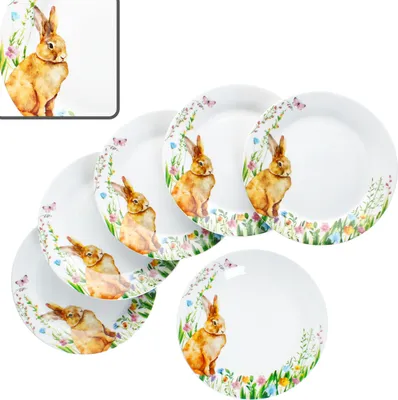 Zdjęcie produktu dla 6x Wielkanocna radość talerz na ciasto Ø19,4cm porcelana 6 os. talerz śniadaniowy Wielkanoc