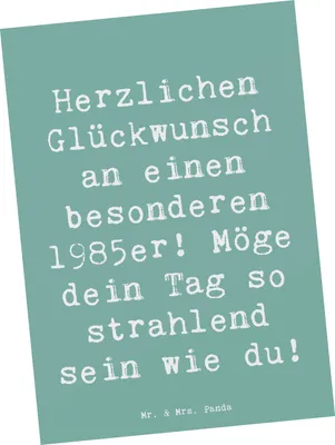 Produktbild von Mr. & Mrs. Panda Postkarte Spruch 1985 Geburtstag - Meeresbrise - Geschenk, Fotokarte, Jahrgang, Grußkarte, Geburtstagsgeschenk, bildkarte, Wertschätzung, Glückwunsch