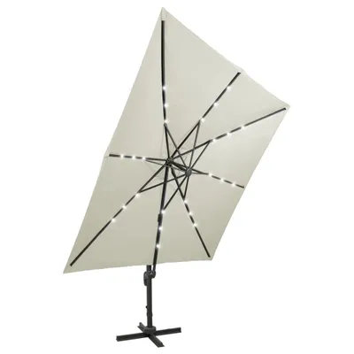Immagine prodotto di vidaXL Ombrellone semaforo con illuminazione a LED 300 cm bianco sabbia