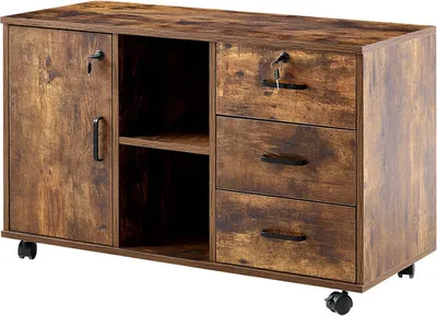 Produktbild von CLIPOP Rollcontainer, Büroschrank mit 3 Schubladen und Offene Regale, Braun