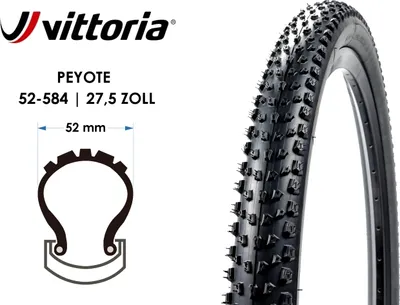Produktbild von 27.5 Zoll Vittoria Peyote Fahrrad Falt Reifen 27.5x2.1 MTB 52-584 TLR Schwarz