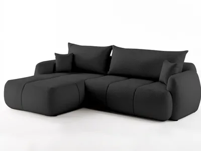 Produktbild von FurniDe24 Ecksofa L-Form Links Quel - Ecksofa mit Schlaffunktion und Bettkasten - Moderne Ecksofa, Wohnzimmer Ecksofa - Eckcouch Schwarz (Quelle 100)