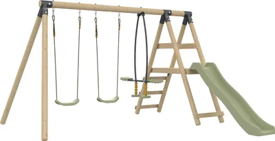 Produktbild von Schaukelstation mit 2 Schaukeln und Doppelsitz ARRUCAT Braun H190cm
