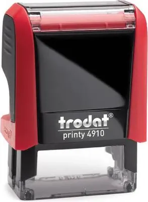 Produktbild von Printy 4910 inkl. Stempelplatte mit Ihrem Wunschtextvon Trodat, rotes Gehäuse
