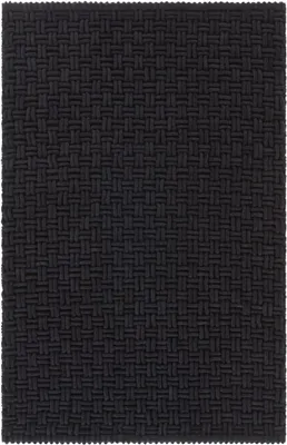 Obrázek produktu pro Černá koupelnová rohož z polyesteru a bavlny, obdélníkového tvaru, rozměry 80 x 120 cm