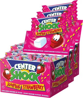 Produktbild von Center Shock Jumping Strawberry Kaugummi extra sauer 400g 3er Pack