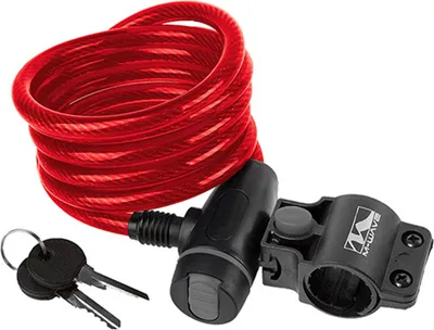 Produktbild von M-Wave SpiralMasterLock Kabelschloss CLIP-ON-Halter L 180cm Ø 10mm rot