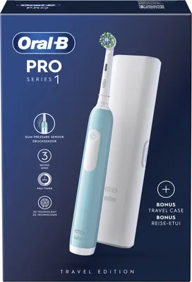 Zdjęcie produktu dla Oral-B | Electric Toothbrush with Travel Case | Pro Series 1 | Rechargeable | For adults | Number of brush heads included 1 | Number of teeth brushing modes 3 | Caribbean Blue