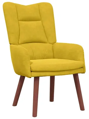 Image de Fauteuil relax en velours avec pieds en bois