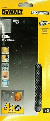 Produktbild von DeWALT® 5 Bogen Schleifstreifen 93 x 190mm 120G Schleifgitter Klettfix DTM8622