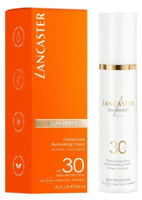 Produktbild von Lancaster Sun Perfect, Sonnenschutzcreme, Gesicht, Pumpenflasche, Anti-Aging, Anti-Falten, Feuchtigkeitsspendend, Schutz, Jeder Hauttyp, 50 ml