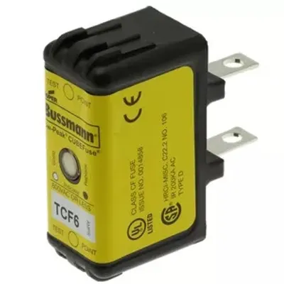Imagen del producto de Eaton, porta fusibles, baja tensión, 6 A, AC 600 V, DC 300 V, 300 kA, 20 x 26 x 48 mm, CF, J, 1P, UL, CSA, con protección contra el contacto accidental, retardo TCF6