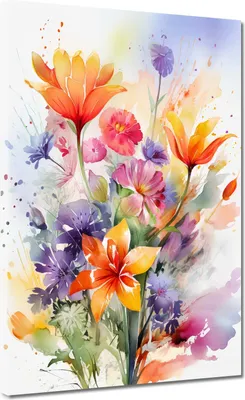Produktbild von Abstrakt bunter Blumenstrauß Leinwandbild Wandbild Kunstdruck XL Wanddeko: 90x120x2cm