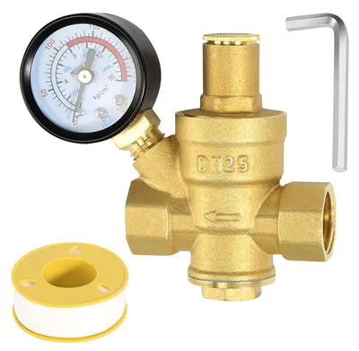 Imagen del producto de Solidchoice - Regulador de presión de agua de 1 pulgada (DN25) con manómetro de latón