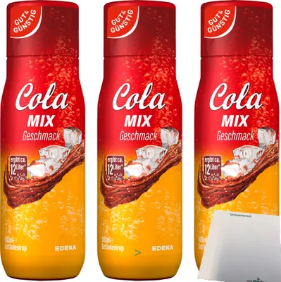 Produktbild von Gut & Günstig Cola Mix Getränkesirup 3er Pack (3x500ml Flasche) + usy Block