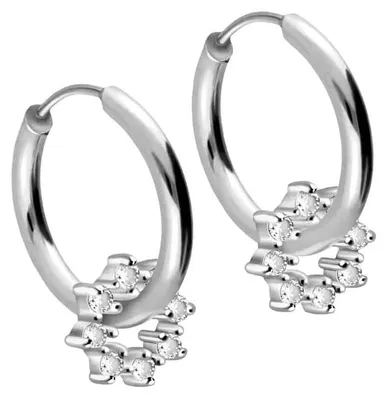 Produktbild von Chirurgenstahl Ohrclicker Creolen KRISTALLKREIS Silber Innendurchmesser: 14mm + Designstärke: 2mm