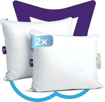 Produktbild von Kopfkissen - 2er set - Antiallergisches - 60x70 - Baumwolle Kopfkissen 2er set - Rückenschläfer, Seitenschläfer & Bauchschläferkissen