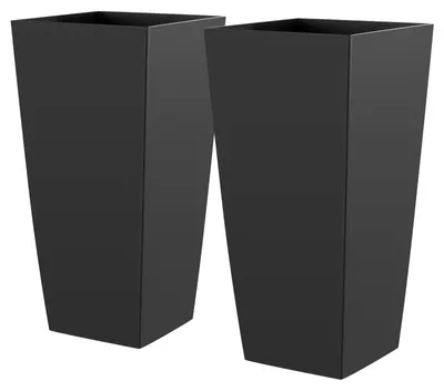 Zdjęcie produktu dla SucceBuy Donica 325 x 325 x 665 mm, zestaw 2 szt., wysoka donica, donica ogrodowa, donica z tworzywa PP, donica z wkładką i otworami drenażowymi, idealna do roślin domowych i ogrodowych, czarna