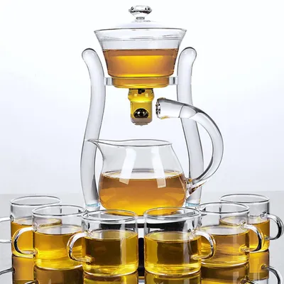 Glasteekanne mit Saugnapf, 6 Tassen, transparent