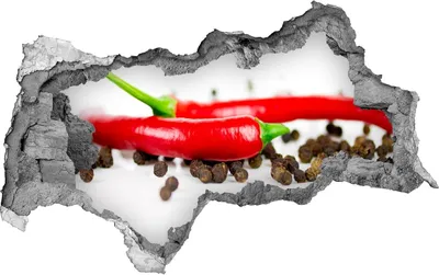 Produktbild von Selbstklebender Loch-3D-Aufkleber 95x73 cm Chili und Pfeffer