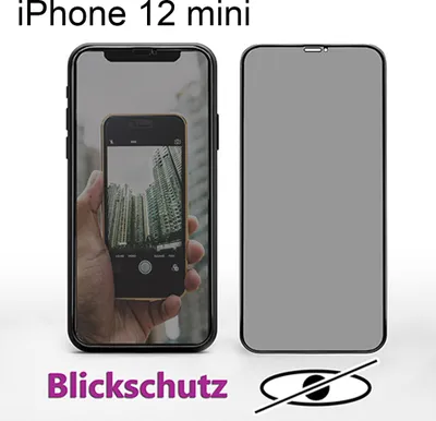 Produktbild von 2x iPhone 12 Mini 3D Anti Spy Privacy Blickschutz Schutzglas Panzerfolie Hartglas 9H Neu
