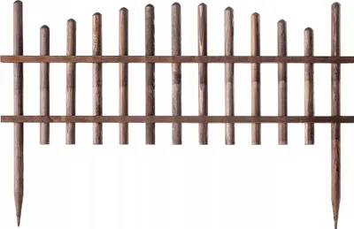 Obrázok produktu pre Záhradný plot – drevená palisáda – borovicové drevo – 85 × 35 cm – ohraničenie záhonov – ohraničenie trávnika – hnedá farba