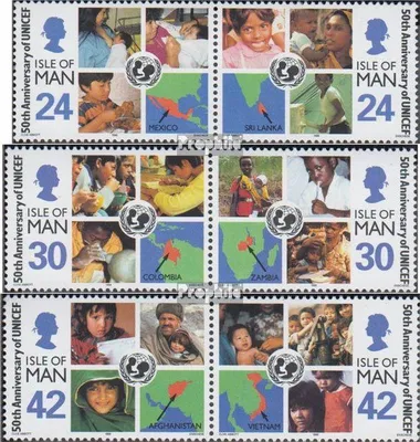 Produktbild von Briefmarken GB - Isle of Man 1996 Mi 695-700 Paare gestempelt UNICEF