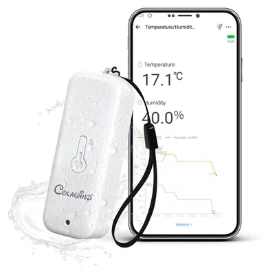 Produktbild von Temperatur- und Feuchtigkeitssensor, IP65, Thermometer und Hygrometer, für Innen und Außen