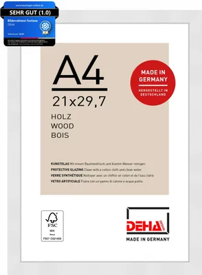 Produktbild von DEHA Design Holz Bilderrahmen Fontana, 21x29,7 cm (A4), Weiß