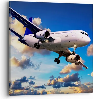 Produktbild von Bild auf Leinwand - Leinwandbild - Flugzeug Flug Reise Fahrzeug - 40x40cm - Wand Bild - Wanddeko - Leinwanddruck - Bilder - Kunstdruck - Wanddekoration - Leinwand bilder - Wandkunst - AC40x40-2445