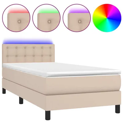 Produktbild von Boxspringbett mit Matratze & LED Cappuccino-Braun 90x200cm
