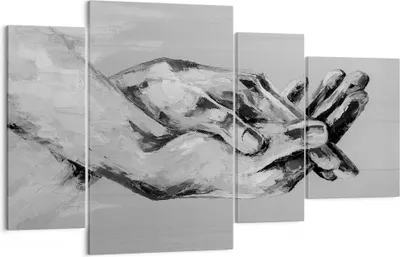 Produktbild von Bild auf Leinwand - Leinwandbild - 4 Teile - Handschriftlich Hände Schwarzweiß - 120x70cm - Wand Bild - Wanddeko - Wandbilder - Leinwanddruck - Bilder - Wanddekoration - Leinwand bilder DL120x70-4566