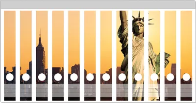 Produktbild von Wallario Ordnerrücken Sticker, selbstklebend für schmale Ordner, 12 Stück, Motiv Freiheitsstatue New York