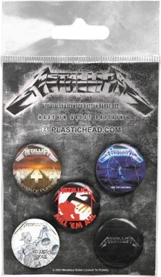 Image de Metallica - Albums - Lot de 5 badges "1983-1991" PH518 (taille unique) (Bleu/Noir/Blanc)